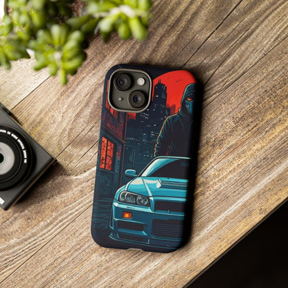 Nissan Skyline R34 Street Life-Dual Layer Ultra Tough Phone Case iPhone 15 Matte Printify by The Night Shift Automotive Apparel