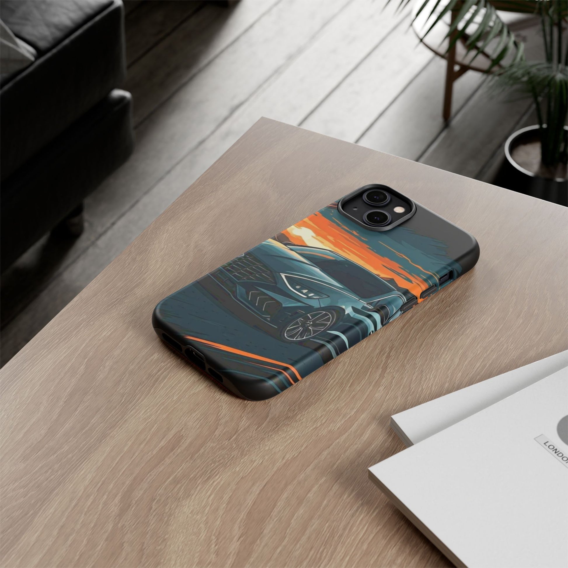 Hyundai Sonata-Sunset Drive-Dual Layer Ultra Tough Phone Case iPhone 14 Plus Matte Printify by The Night Shift Automotive Apparel