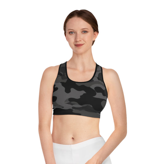 Women's Sports Bra Black stitching Printify by The Night Shift Automotive Apparel