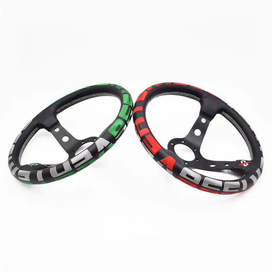 VERTEX 1996 325mm Genuine Leather Embroidered Deep Dish Steering Wheels The Night Shift Performance Street Gear by The Night Shift Automotive Apparel