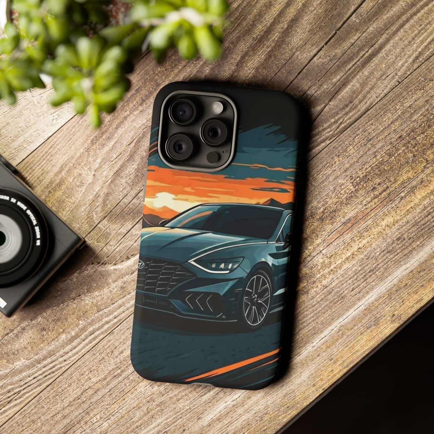 Hyundai Sonata-Sunset Drive-Dual Layer Ultra Tough Phone Case iPhone 15 Pro Max Matte Printify by The Night Shift Automotive Apparel