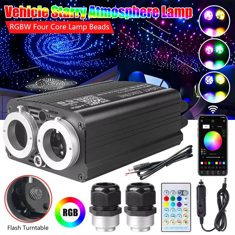 32W Dual Port Fiber Optic Starlight Headliner Kit with Meteor Effect APP