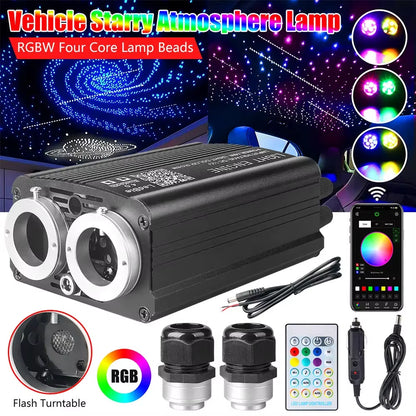 32W Dual Port Fiber Optic Starlight Headliner Kit with Meteor Effect APP