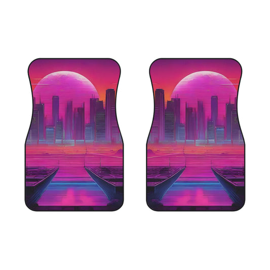 Sunset Synthwave-Premium, High Quality Car Floor Mats (Set of 2 Front Floor Mats) 2x Front mats Printify by The Night Shift Automotive Apparel