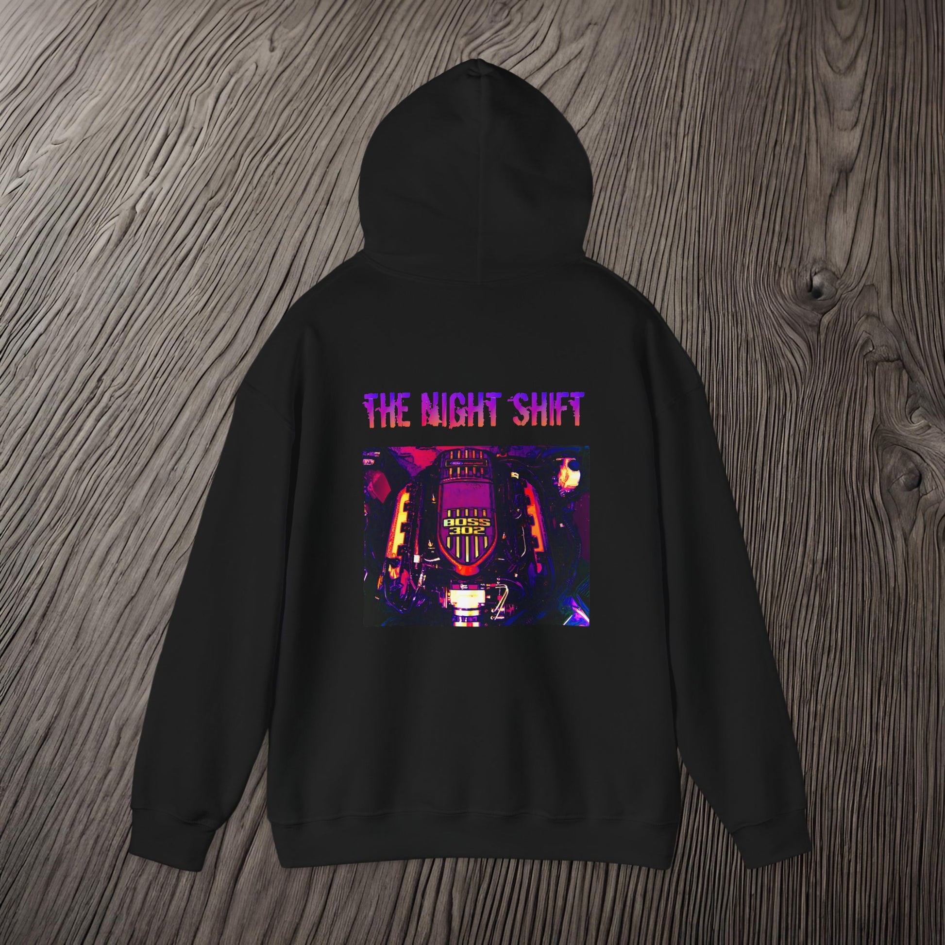 Boss 302 Coyote Synthwave-Premium, Ultra Soft Unisex Hoodie Printify by The Night Shift Automotive Apparel