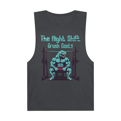 Crush Goals - Shark Body Builder - Premium Unisex Barnard Tank Top Coal Printify by The Night Shift Automotive Apparel