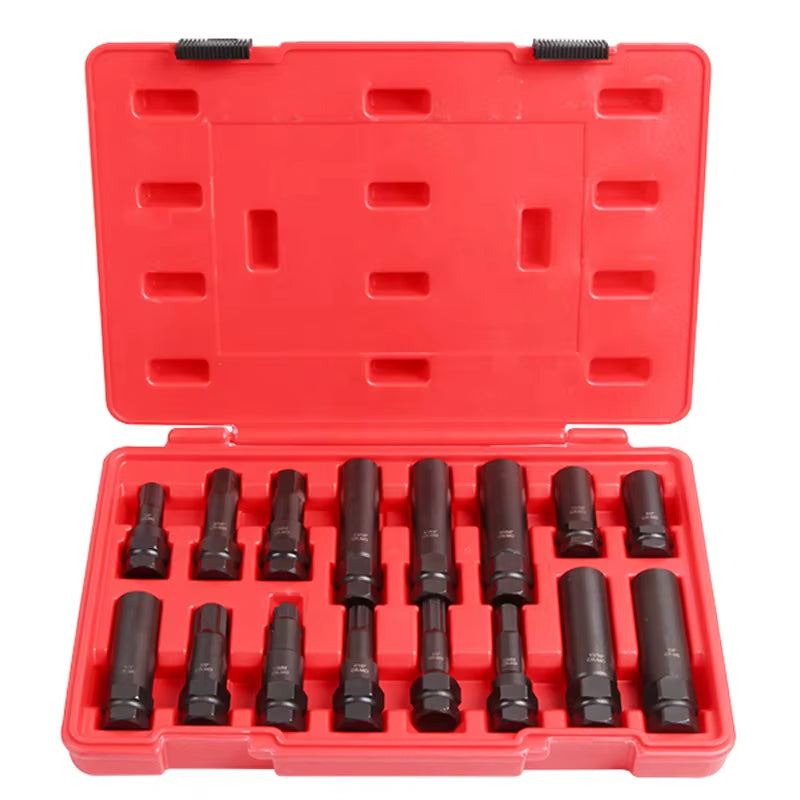 16 Pcs Aftermarket Car Wheel Lock Key Master Set-Wheel Lock Removal Tool Kit The Night Shift Performance Street Gear by The Night Shift Automotive Apparel