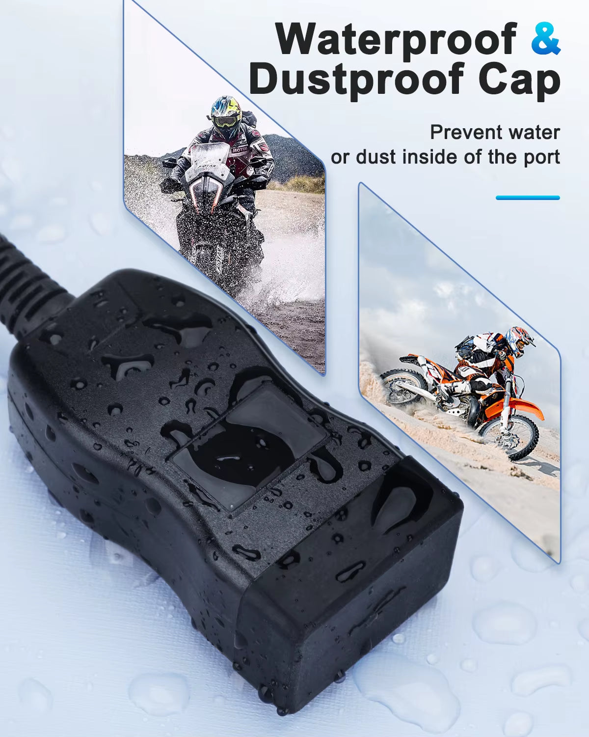 Motorcycle Phone Charger Dual USB Type C With Voltmeter & On/Off Switch
