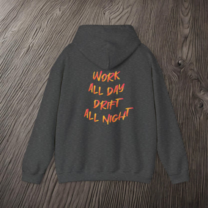 Work All Day, Drift All Night-Ultra Soft, Premium Hoodie Printify by The Night Shift Automotive Apparel