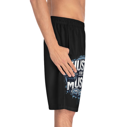 Hustle For The Muscle - Men's Relaxed Fit Board Shorts Printify by The Night Shift Automotive Apparel