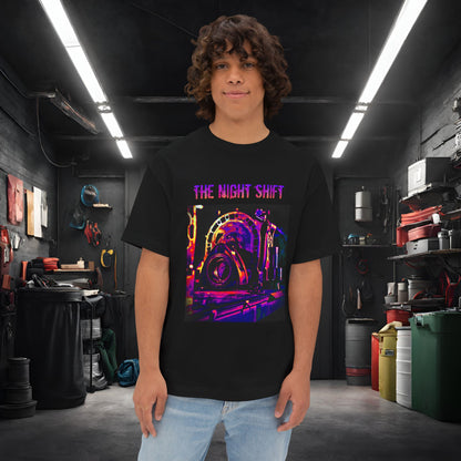 13B-REW Synthwave-Premium, Ultra Soft Unisex Oversized Boxy Tee Black Printify by The Night Shift Automotive Apparel