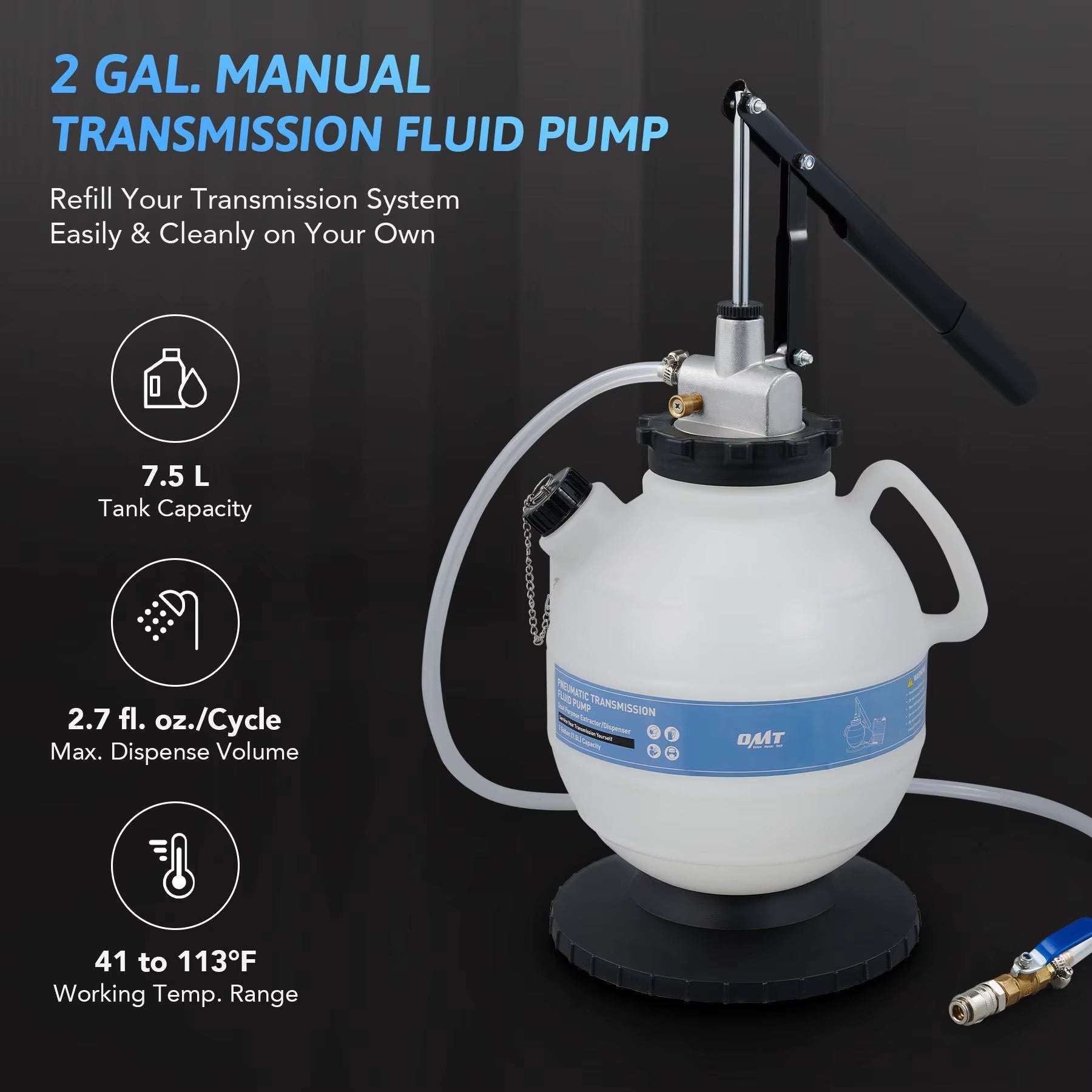 OMT Oil Dispenser Tool Kit 2 Gallon Transmission Fluid Oil Transfer Pump Set US The Night Shift Performance Street Gear by The Night Shift Automotive Apparel