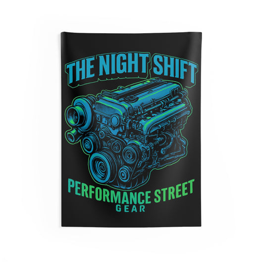 The Night Shift Indoor Wall Tapestries - Shop Banner 26" × 36" Printify by The Night Shift Automotive Apparel