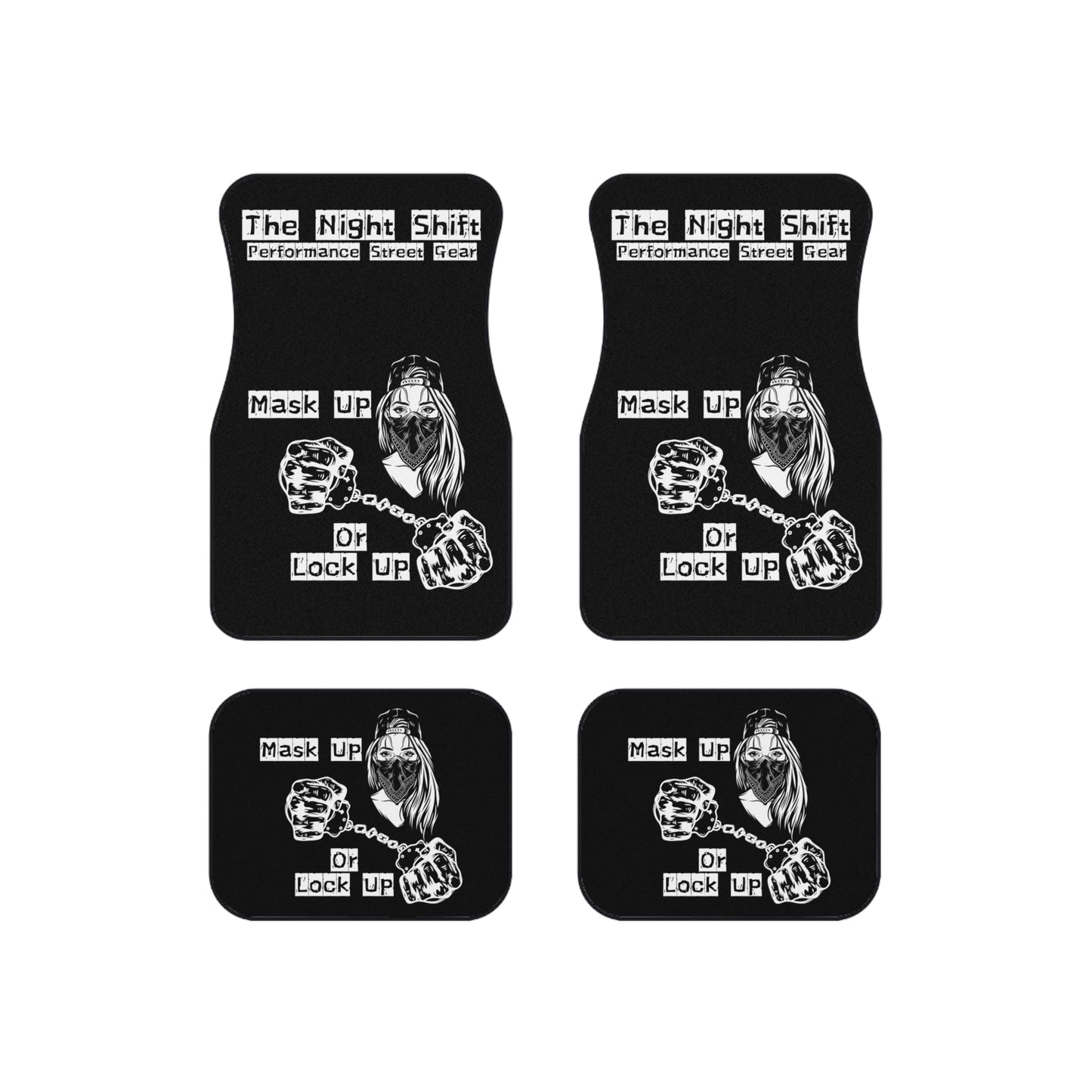 Mask Up Or Lock Up-Premium, High Quality Car Floor Mats (Set of 4) Printify by The Night Shift Automotive Apparel