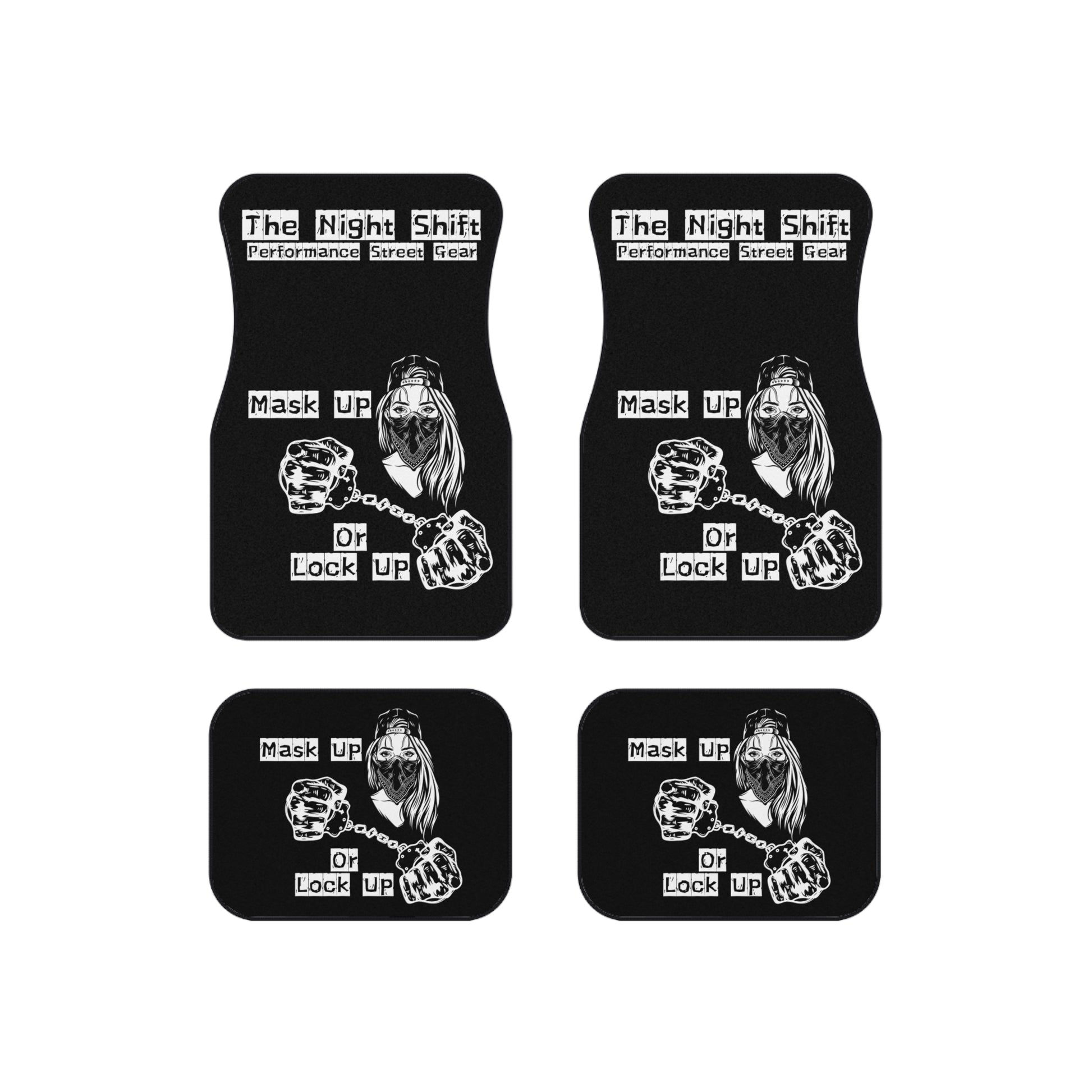 Mask Up Or Lock Up-Premium, High Quality Car Floor Mats (Set of 4) Printify by The Night Shift Automotive Apparel