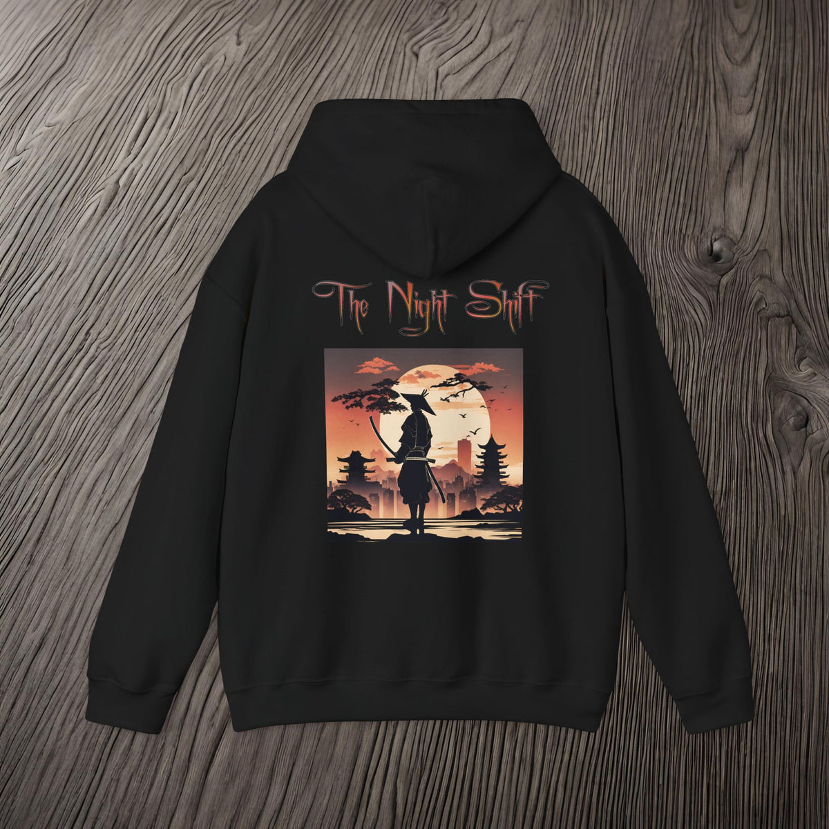 Samurai Full Moon Silhouette-Ultra Soft, Premium Hoodie Printify by The Night Shift Automotive Apparel