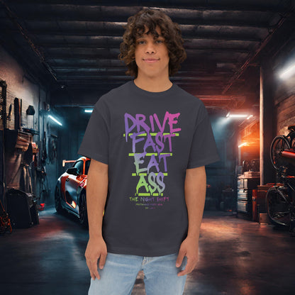 Drive Fast, Eat Ass-Premium, Ultra Soft Unisex Oversized Boxy Tee