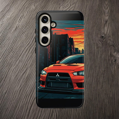 Mitsubishi Evo X Street Life-Dual Layer Ultra Tough Phone Case Samsung Galaxy S24 Plus Glossy Printify by The Night Shift Automotive Apparel