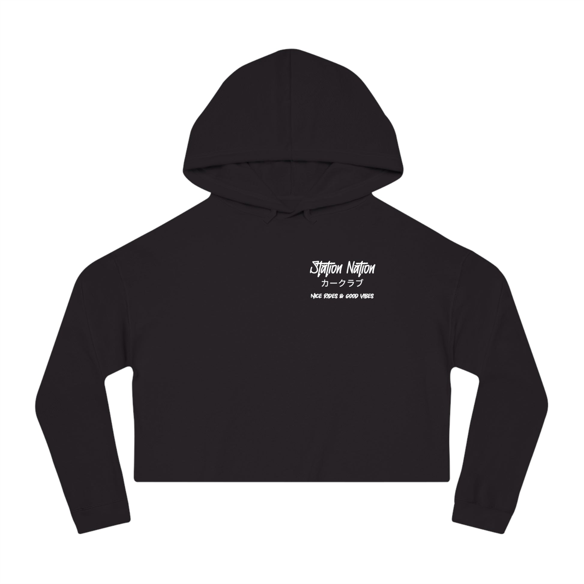 Station Nation Nice Rides & Good Vibes-Women's Ultra Soft, Premium Crop Hoodie Printify by The Night Shift Automotive Apparel