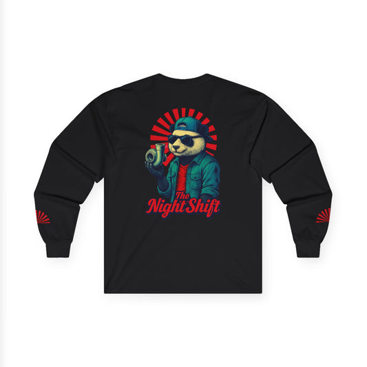 Good Vibes Panda-Premium, Ultra Soft Unisex Long Sleeve Tee Black Printify by The Night Shift Automotive Apparel