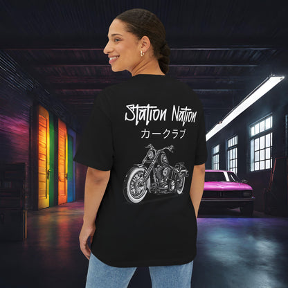 Station Nation-Premium, Ultra Soft Unisex Oversized Boxy Tee Printify by The Night Shift Automotive Apparel