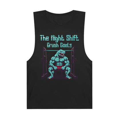 Crush Goals - Shark Body Builder - Premium Unisex Barnard Tank Top Black Printify by The Night Shift Automotive Apparel