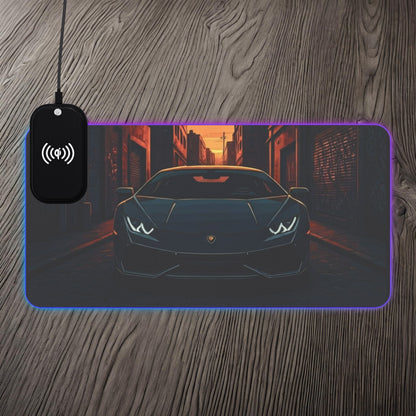 Lamborghini Huracan Street Life-LED Gaming Mouse Pad with Wireless Charging 23.6" × 11.8" Rectangle 15W Printify by The Night Shift Automotive Apparel
