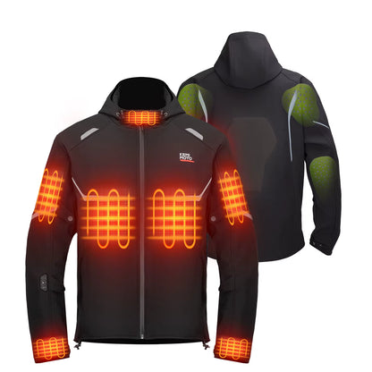 Kemimoto Motorcycle Heated Jacket With Shoulder & Elbow Pads Waterproof Surface for Outdoor Riding