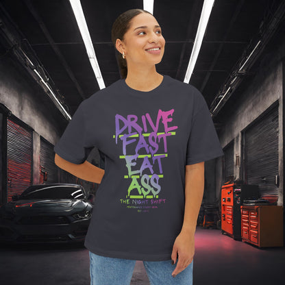 Drive Fast, Eat Ass-Premium, Ultra Soft Unisex Oversized Boxy Tee