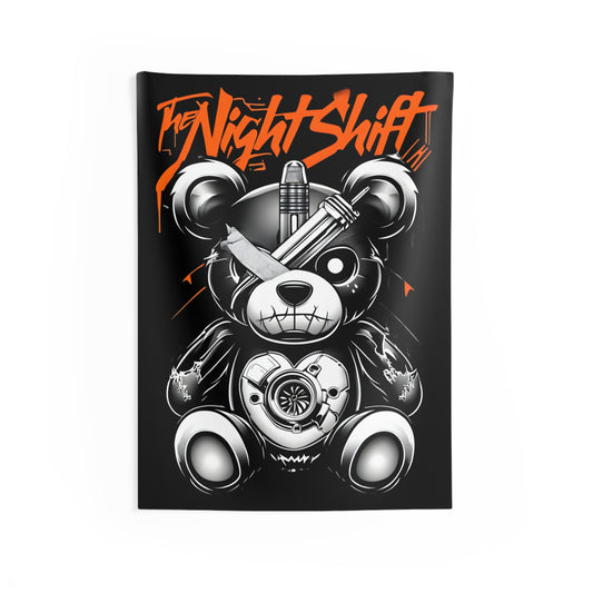 Tattered Teddy Indoor Wall Tapestries - Shop Banner 26" × 36" Printify by The Night Shift Automotive Apparel