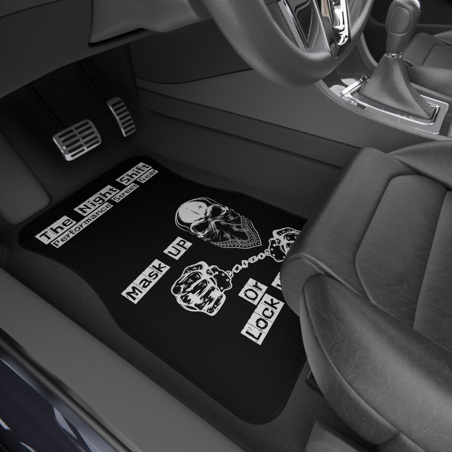 Mask Up Or Lock Up-Premium, High Quality Car Floor Mats (Set of 4) Printify by The Night Shift Automotive Apparel