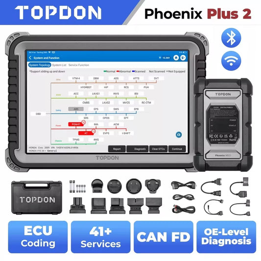 TOPDON Phoenix Plus 2 Automotive OBD2 Diagnostic Scan Tool/ECU Coding/Scan VAG/Bi-Directional Professional Scanner Topdon by The Night Shift Automotive Apparel