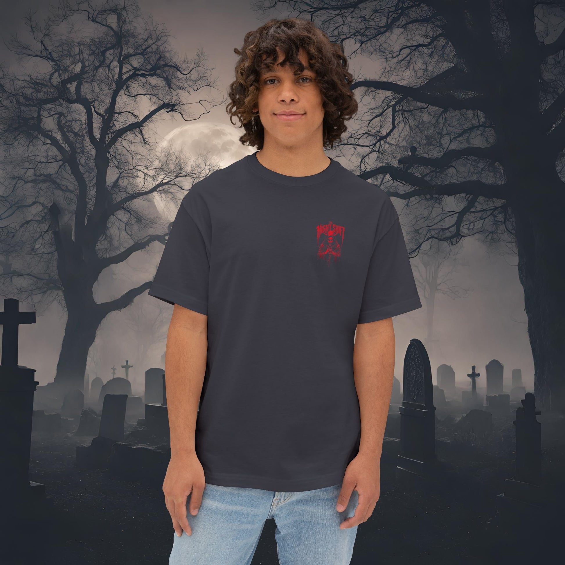 Lucifer-Premium, Ultra Soft Unisex Oversized Boxy Tee Printify by The Night Shift Automotive Apparel