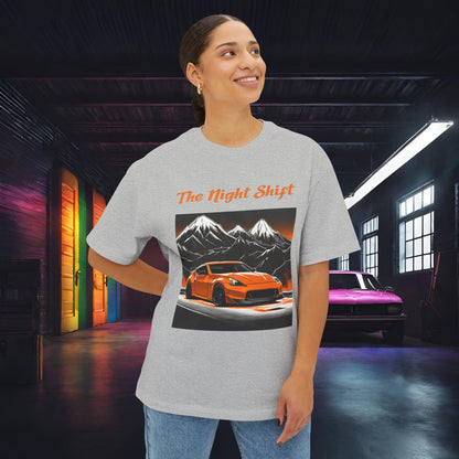 Nissan 370 Mountains-Premium, Ultra Soft, Unisex Oversized Boxy Tee Printify by The Night Shift Automotive Apparel