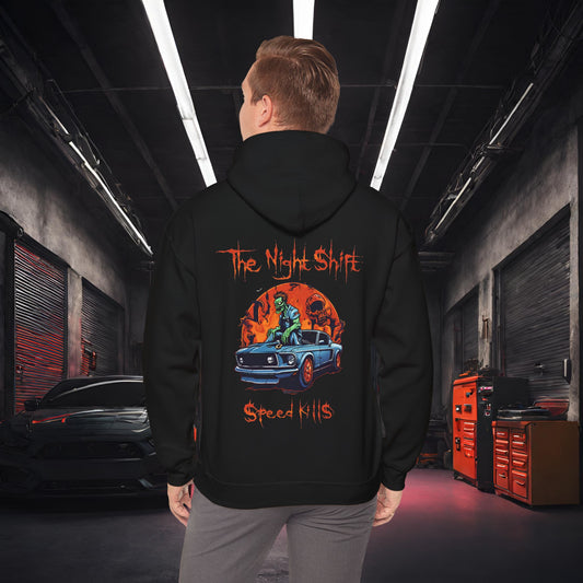 Speed Kills Zombie Mustang-Ultra Soft, Premium Hoodie Black Printify by The Night Shift Automotive Apparel