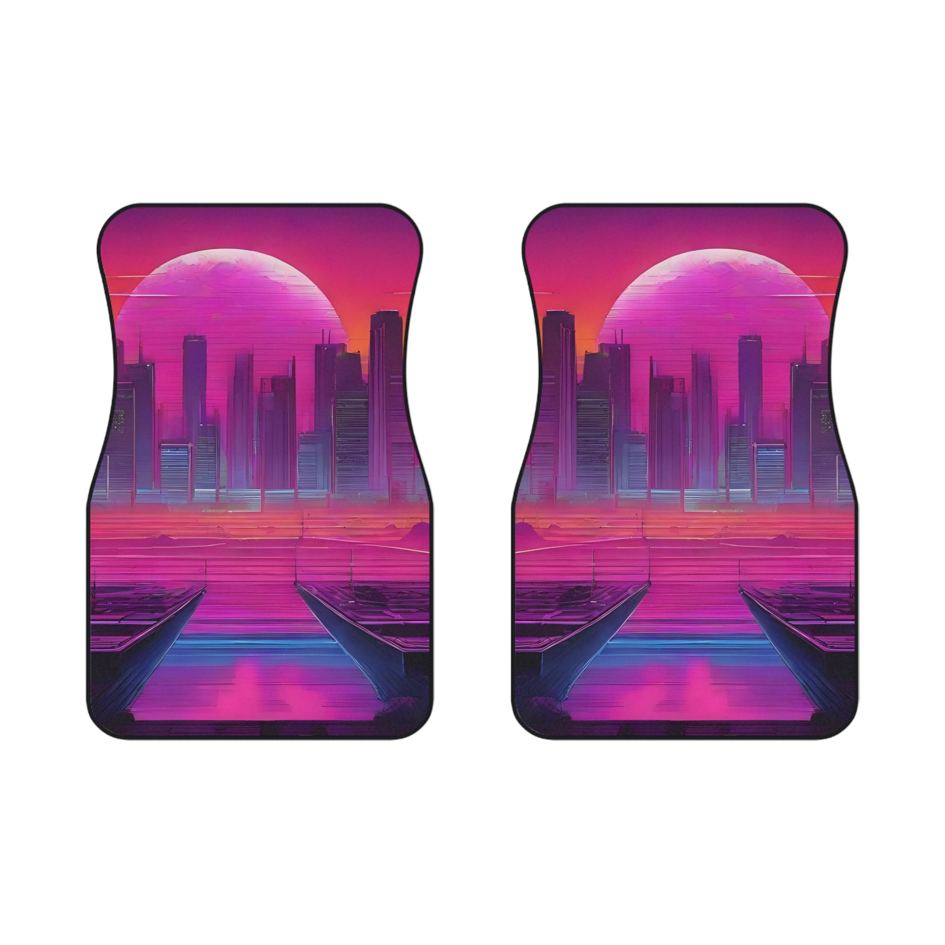 Sunset Synthwave-Premium, High Quality Car Floor Mats (Set of 2 Front Floor Mats) 2x Front mats Printify by The Night Shift Automotive Apparel