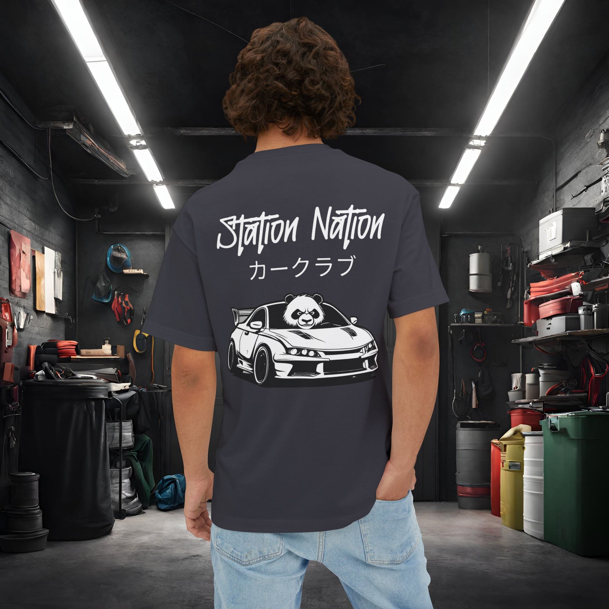 Station Nation-Premium, Ultra Soft Unisex Oversized Boxy Tee Printify by The Night Shift Automotive Apparel