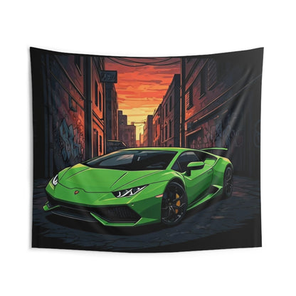 Lamborghini Huracan Indoor Wall Tapestries - Shop Banner 104" × 88" Printify by The Night Shift Automotive Apparel