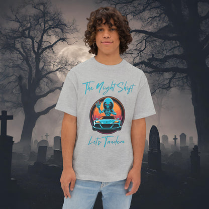 Lets Tandem Alien-Premium, Ultra Soft Unisex Oversized Boxy Tee Athletic Heather Printify by The Night Shift Automotive Apparel