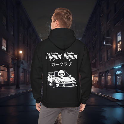 Station Nation-Ultra Soft, Premium Hoodie Black Printify by The Night Shift Automotive Apparel