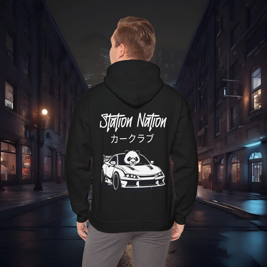 Station Nation-Ultra Soft, Premium Hoodie Black Printify by The Night Shift Automotive Apparel