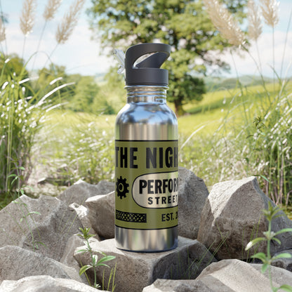 Stainless Steel Water Bottle With Straw, 20oz 20oz Silver Printify by The Night Shift Automotive Apparel