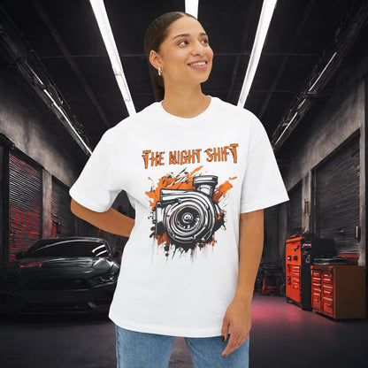 Graffiti Turbo-Premium, Ultra Soft Unisex Oversized Boxy Tee Printify by The Night Shift Automotive Apparel