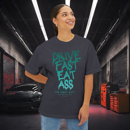 Drive Fast, Eat Ass-Premium, Ultra Soft Unisex Oversized Boxy Tee Printify by The Night Shift Automotive Apparel