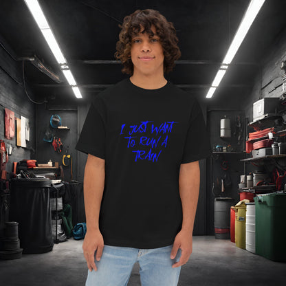 I Just Want To Run A Train-Premium, Ultra Soft Unisex Oversized Boxy Tee Black Printify by The Night Shift Automotive Apparel