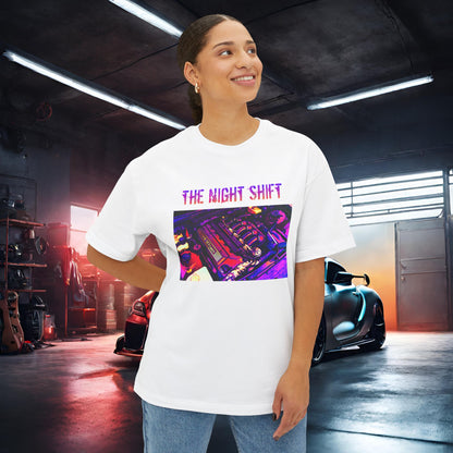 S50B32 Synthwave-Premium, Ultra Soft Unisex Oversized Boxy Tee Printify by The Night Shift Automotive Apparel