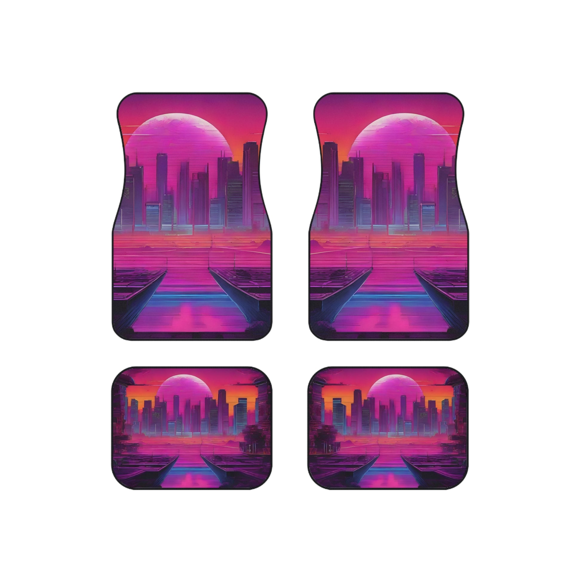 Sunset Synthwave-Premium, High Quality Car Floor Mats (Set of 4) Printify by The Night Shift Automotive Apparel