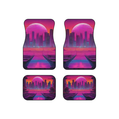 Sunset Synthwave-Premium, High Quality Car Floor Mats (Set of 4) Printify by The Night Shift Automotive Apparel