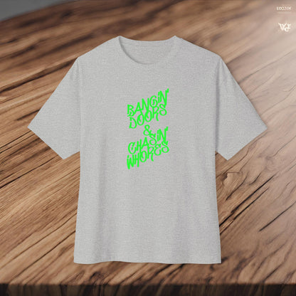 Bangin' Doors & Chasin' Whores-Premium, Ultra Soft Unisex Oversized Boxy Tee Printify by The Night Shift Automotive Apparel