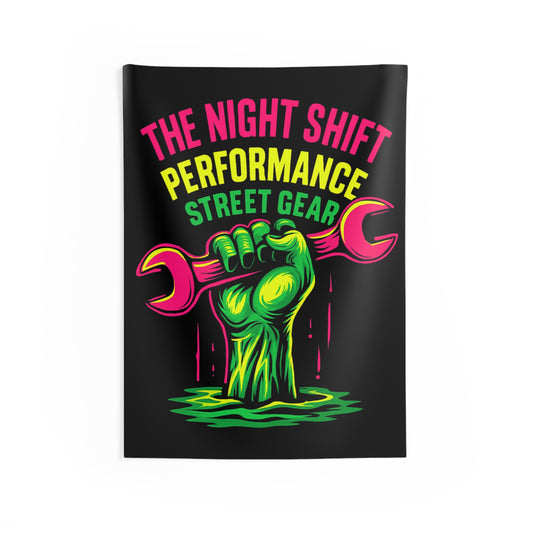 The Night Shift Indoor Wall Tapestries - Shop Banner 26" × 36" Printify by The Night Shift Automotive Apparel